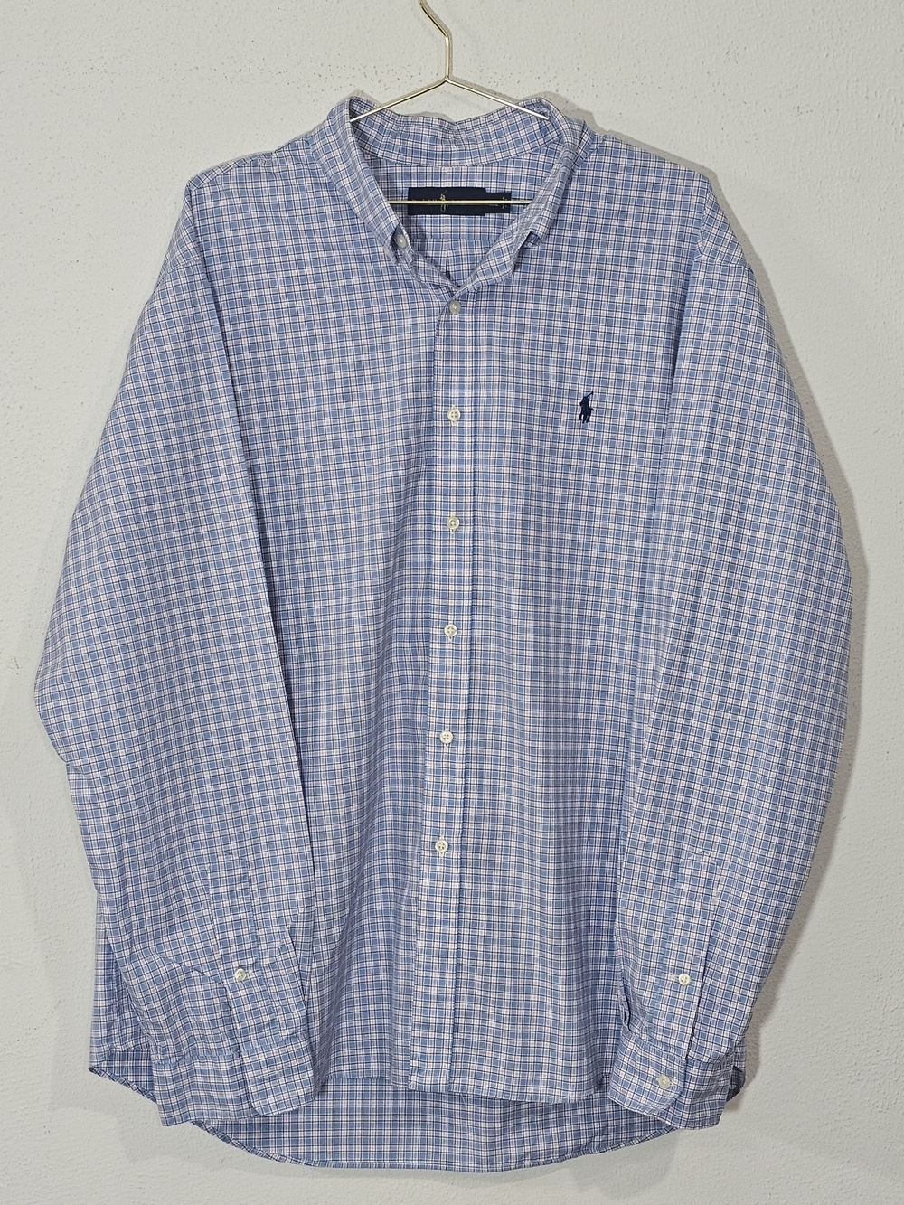 Polo by Ralph Lauren Blue and White Plaid Button-Up Shirt Preppy Sz XXL